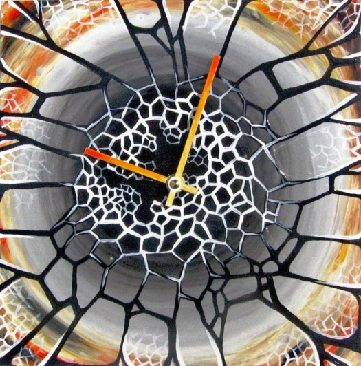 V síti času- skleněné hodiny 30x30cm