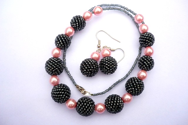 Stříbrnorůžová sada šperků