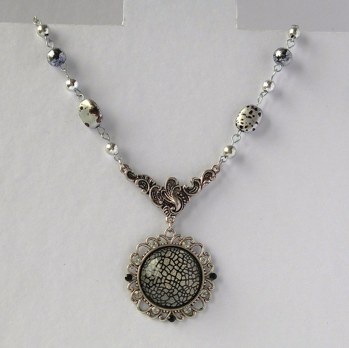 Náhrdelník Excelent stříbrno-černý (1205)