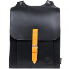 Kožený batoh černý se žlutým řemínkem
