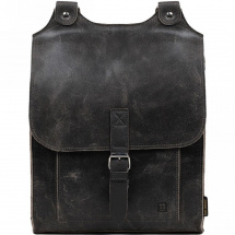 Kožený batoh šedý s tm. hnědým řemínkem -20%