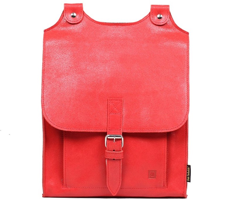 Kožený batoh červený