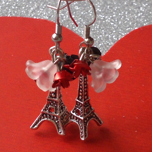 Červená Paříž  - náušnice