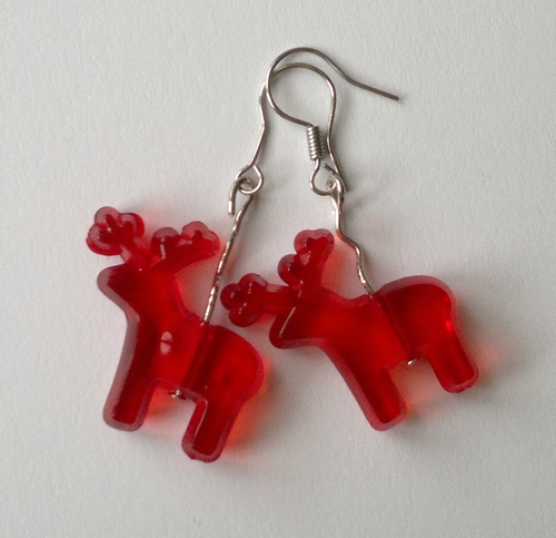 Vánoční červení sobíci - náušničky