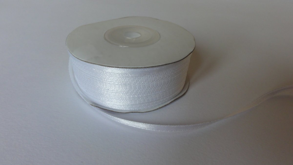Saténová stužka 3mm- bílá (01) - 3m