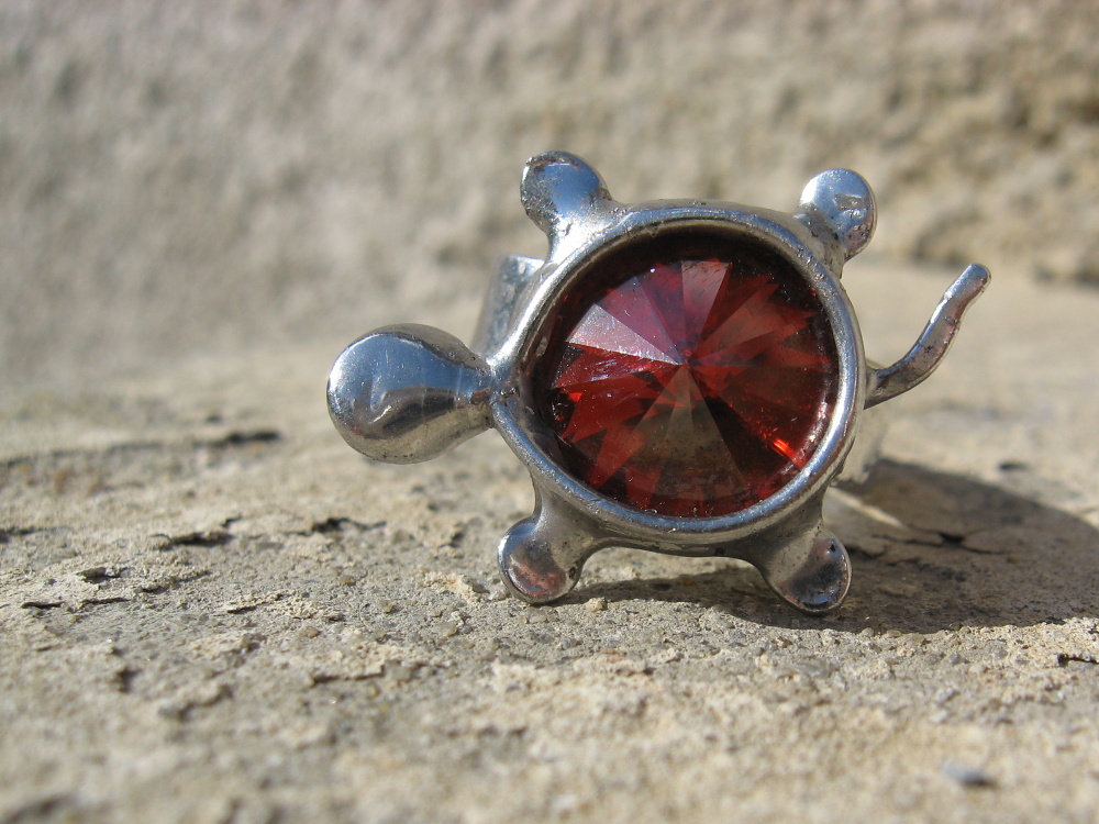 Želvička - prsten s krystalem Svarowski