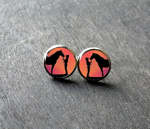 Náušnice Postava s koněm