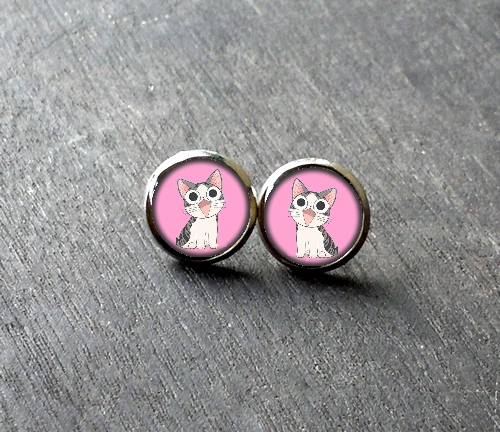 Náušnice Růžová kočka