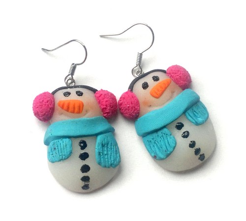 Sněhuláci s klapkami - náušničky