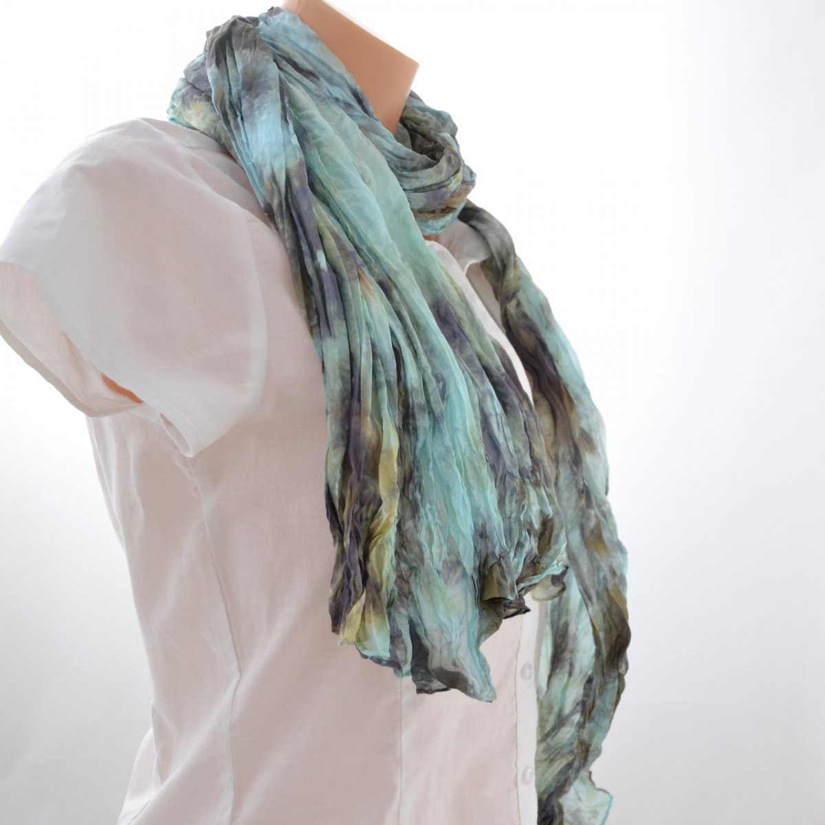 Vrapovaná tyrkysovo-hnědá šála/pareo/pléd 3040921