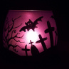 Halloween svícen - průhledná okýnka na svíčku