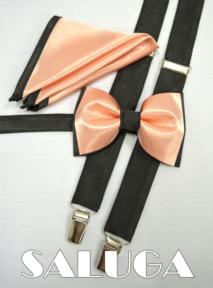 černo lososový set motýlek šle a kapesník