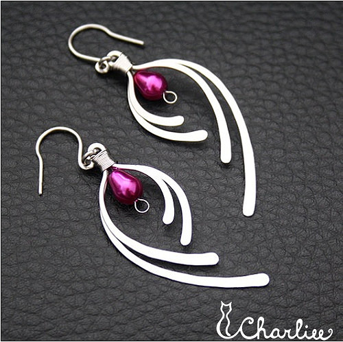 Tepané náušnice - FUCHSIOVÉ - hypoalergenní chirurgická ocel