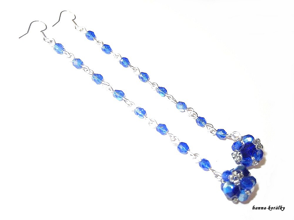 Dlouhé modré náušnice