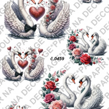Rýžový papír A4 pro tvoření - Srdce, láska, labutě - KB0459
