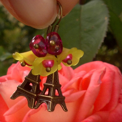 Květinová Paříž - náušnice