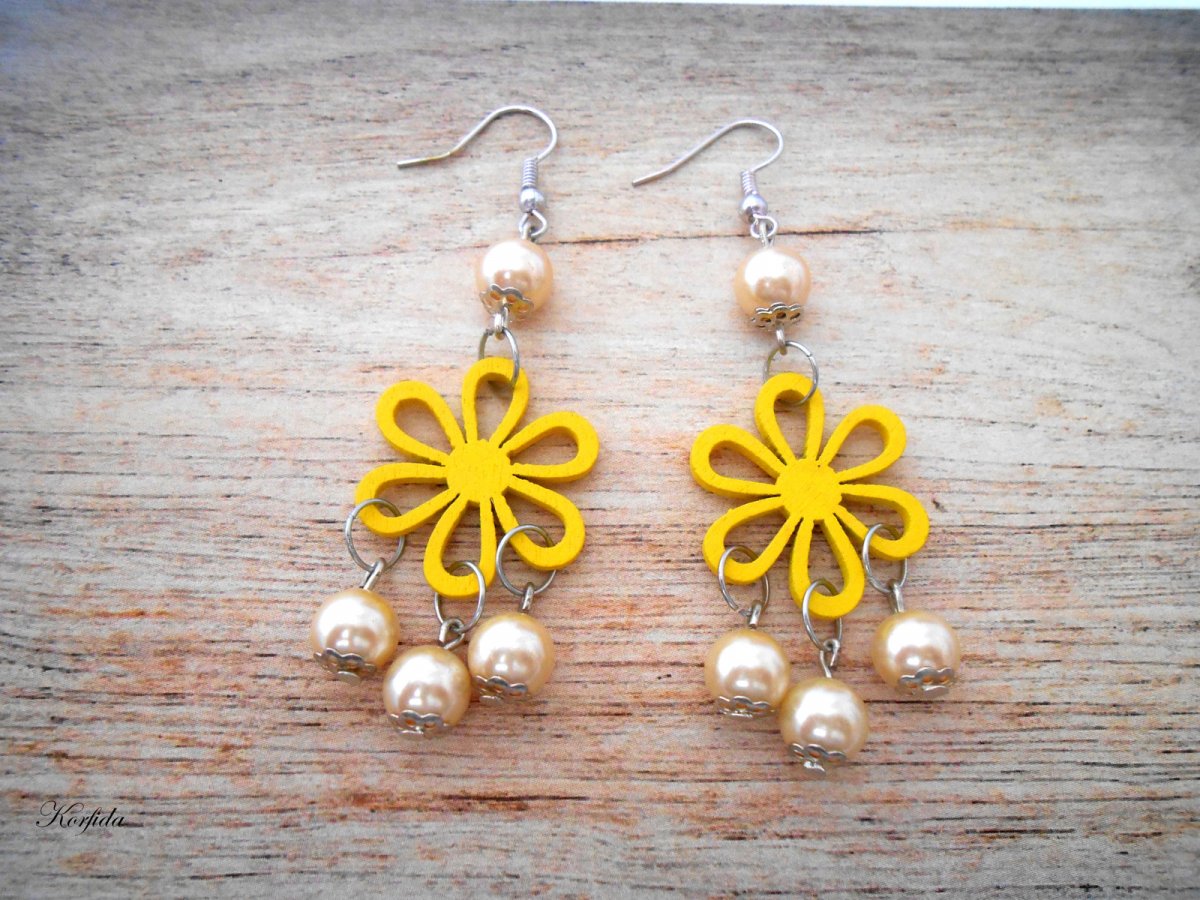 Náušnice kytičkové žluté (420/14)