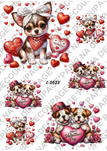 Rýžový papír A4 pro tvoření - Valentýn, láska - KB0523
