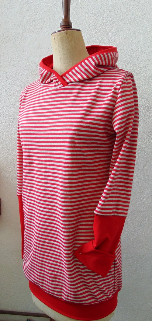 Mikina s kapucí - pruhy (bavlna)