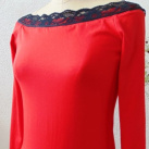 Tričko s krajkou - barva červená S - XXL