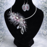 Autorské šperky z peří – ručně vyráběný set náhrdelníku a náušnic
