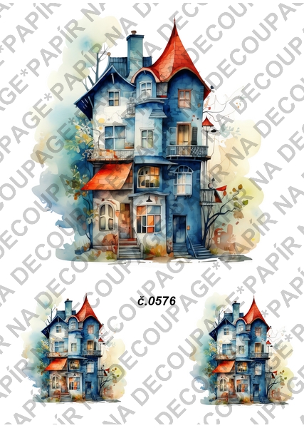 Rýžový papír A4 pro tvoření - Domečky - KB0576
