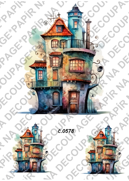 Rýžový papír A4 pro tvoření - Domečky - KB0578