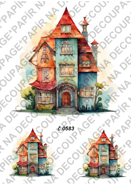 Rýžový papír A4 pro tvoření - Domečky - KB0583