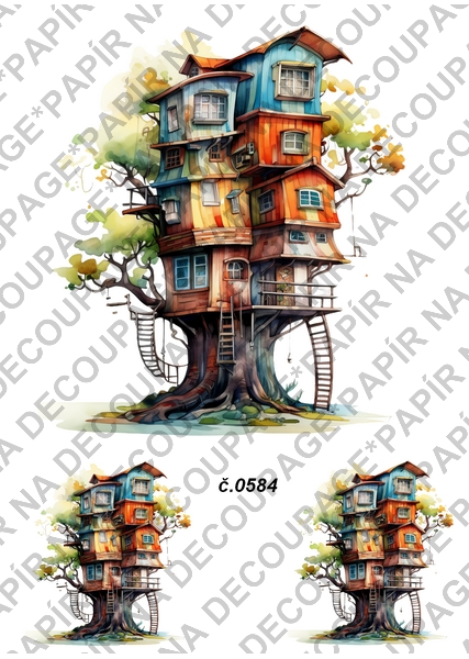 Rýžový papír A4 pro tvoření - Domečky - KB0584