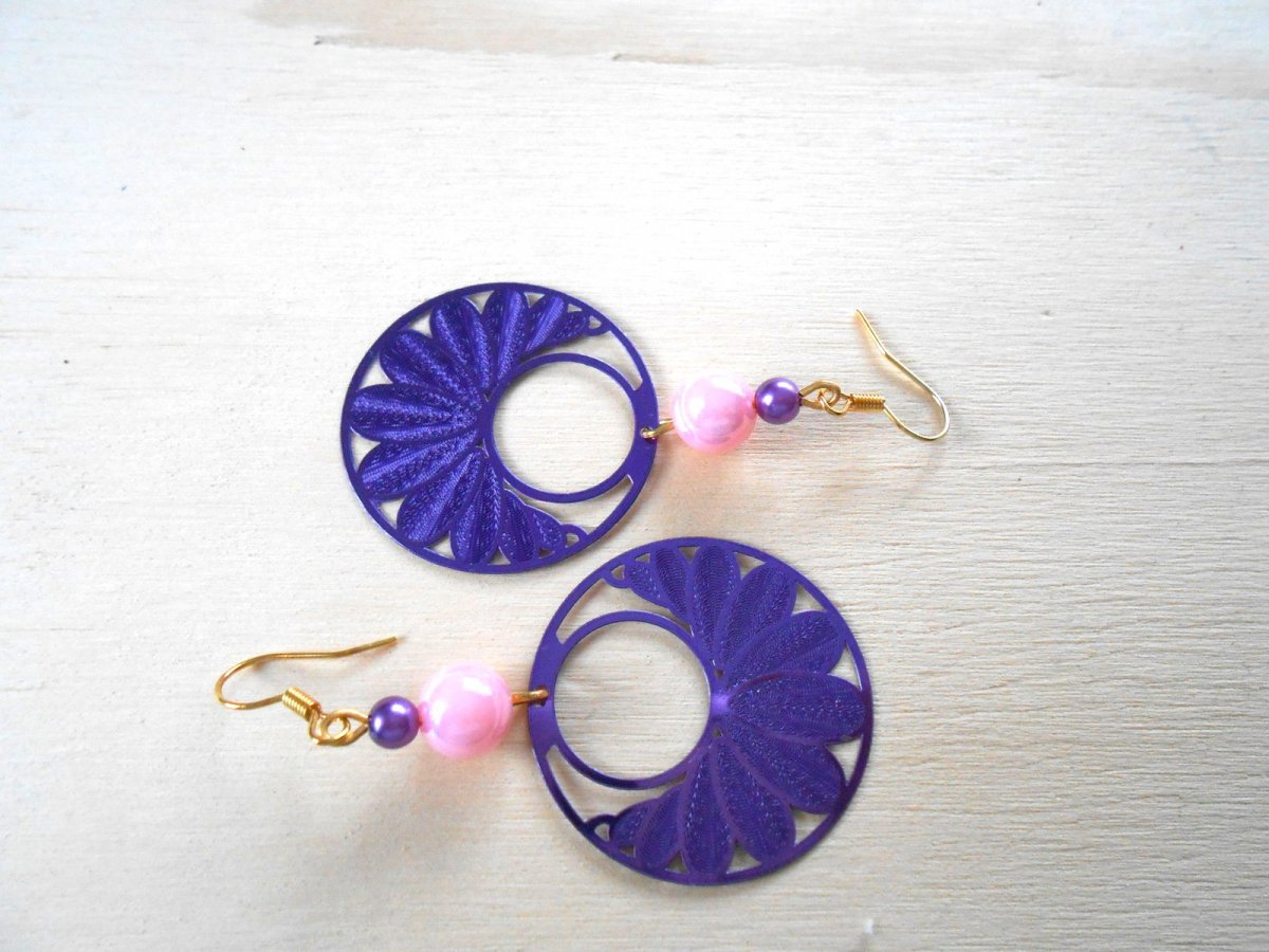 Náušnice fialová metalíza (111/15)