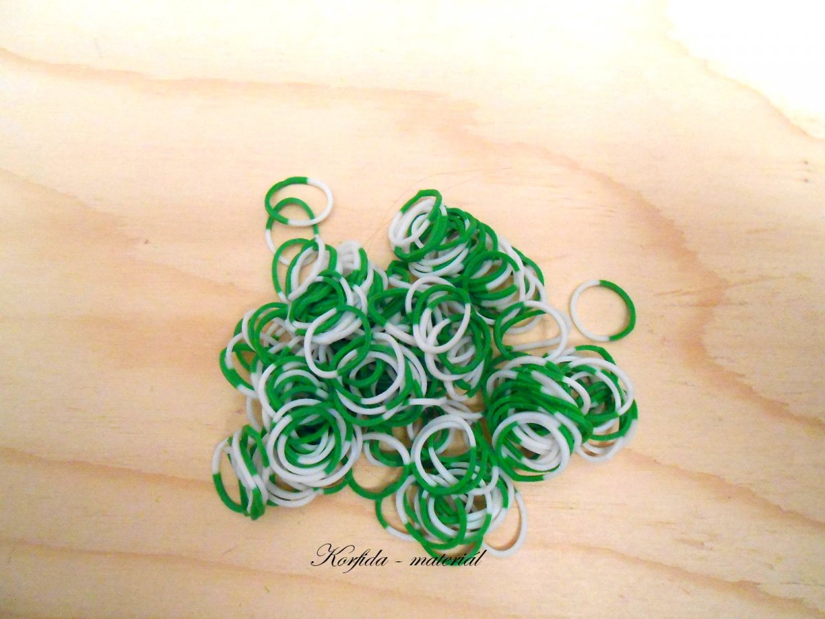 Gumičky Loom Bands barvy zelená + bílá