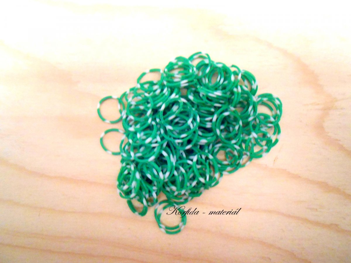 Gumičky Loom Bands zelená+bílá