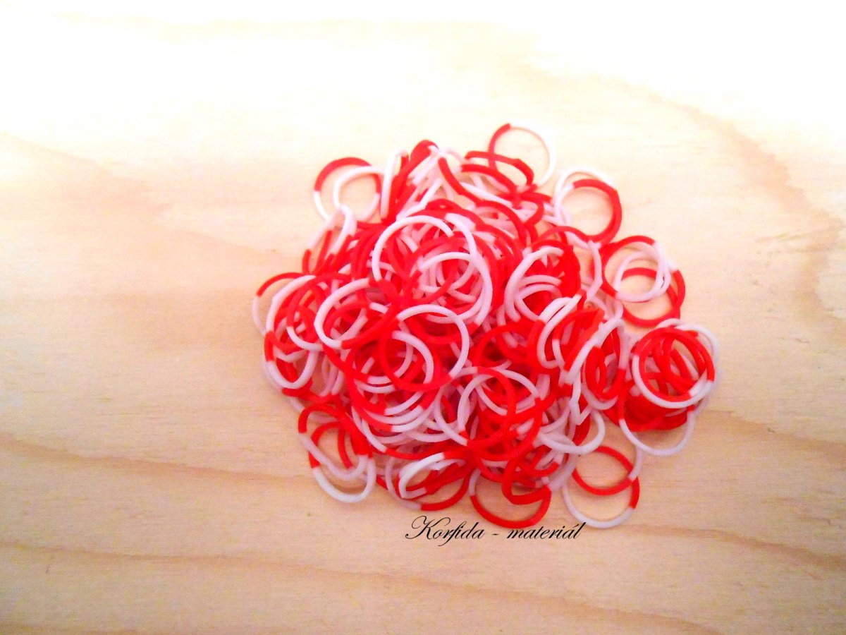 Gumičky Loom Bands červená+bílá