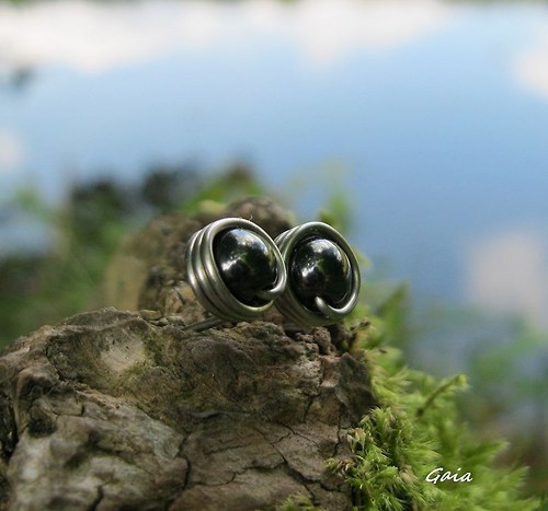 Náušnice...Hematit...chirurgická ocel