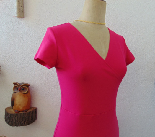 Překřížené tričko  - barva sytě růžová XS - XXXL