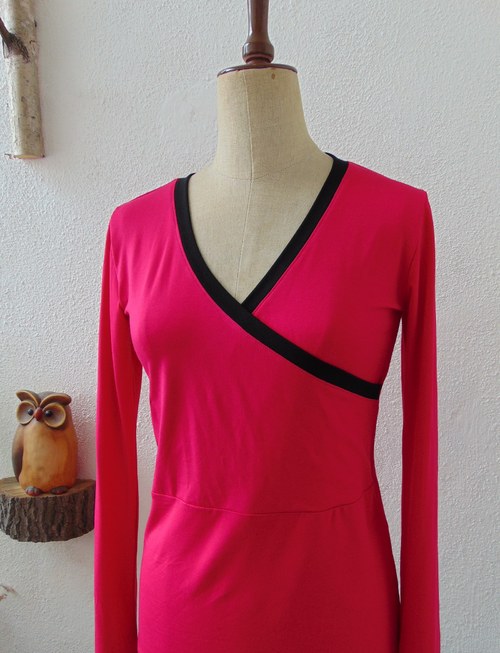 Překřížené tričko  - barva sytě růžová S - XXXL