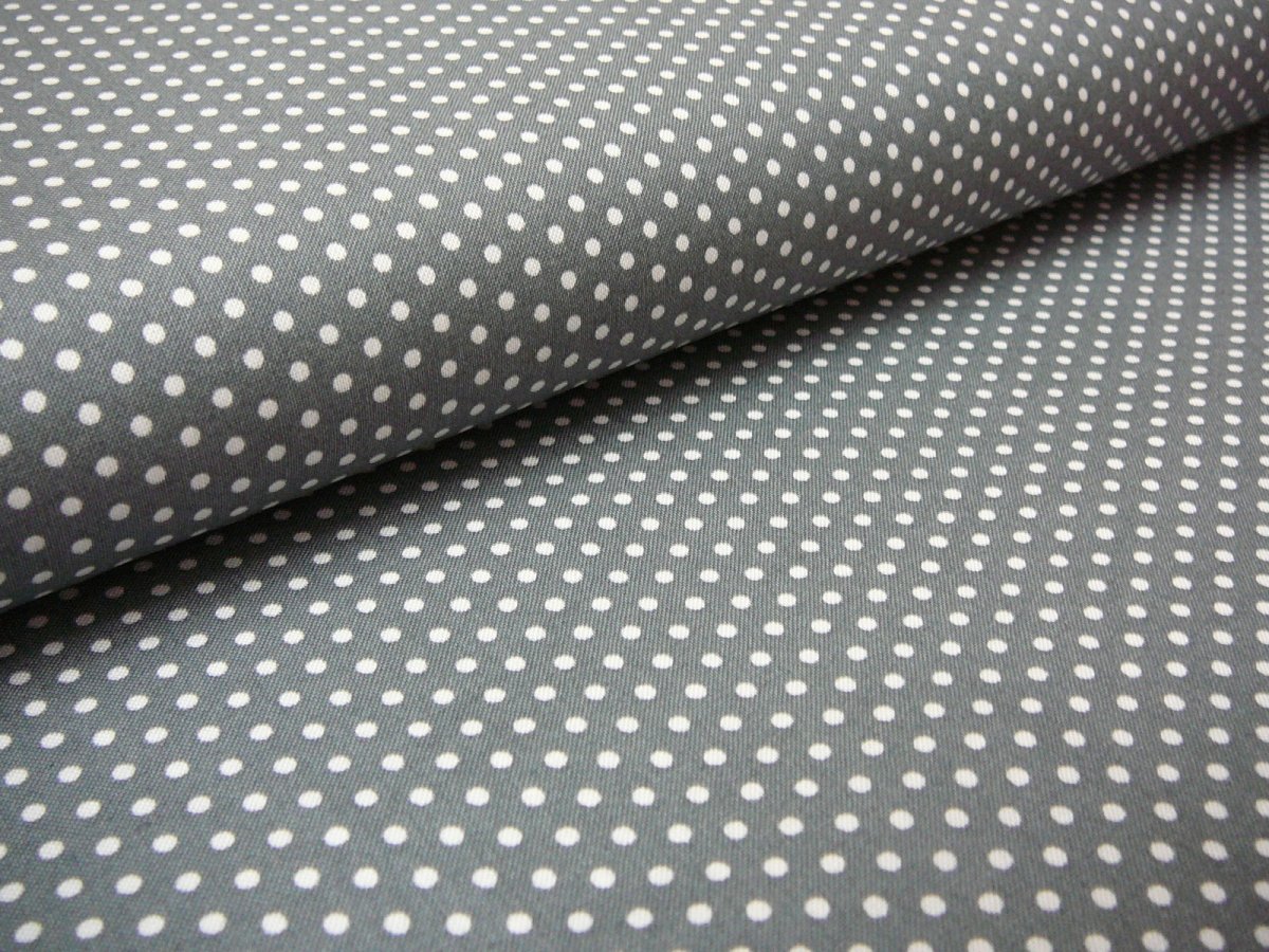 Bavlněná látka - metráž - bílý puntíček na šedé - š. 160 cm
