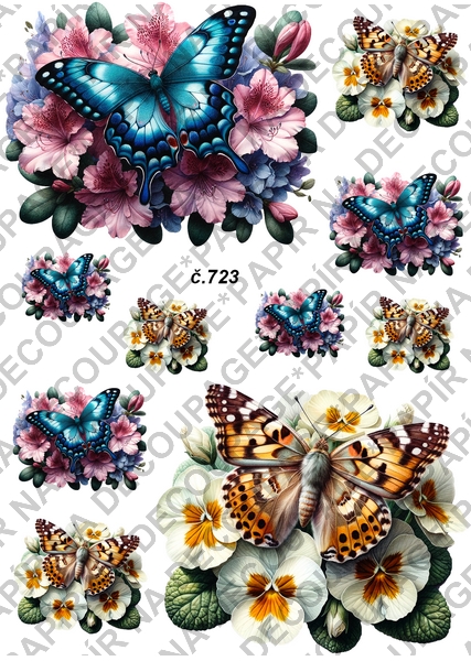 Rýžový papír A4 pro tvoření - Motýl na květině - KB0723
