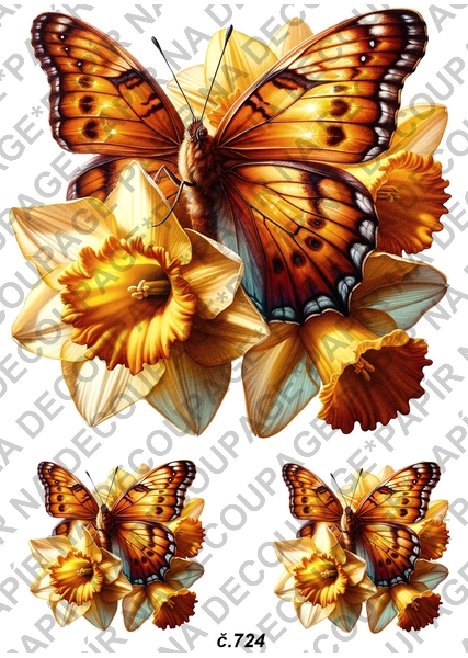 Rýžový papír A4 pro tvoření - Motýl na květině - KB0724