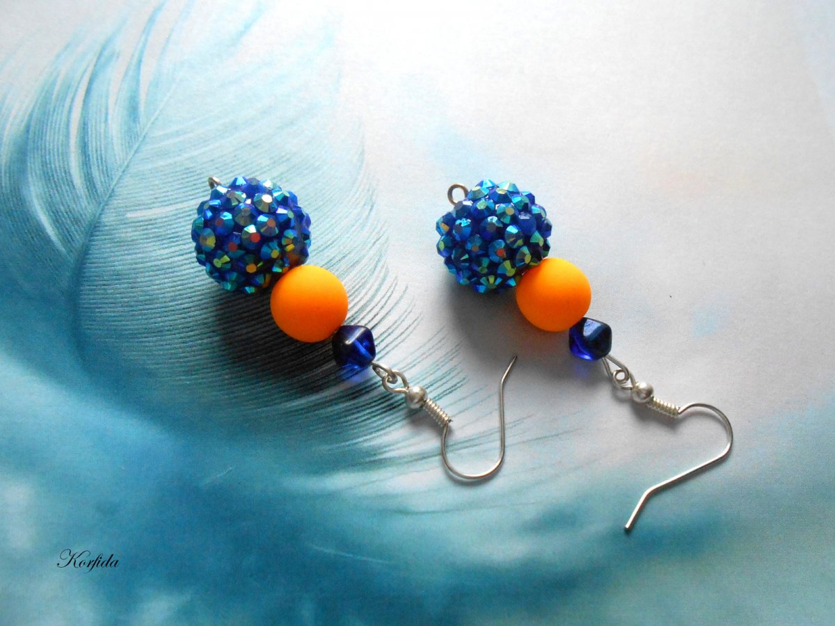 Náušnice modré AB efekt (435/16)