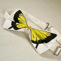 Motýlek - bílý se žlutým motýlem 7521505