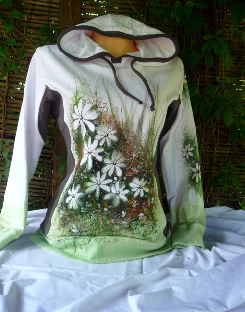 Malovaná mikina,rozkvetlá louka