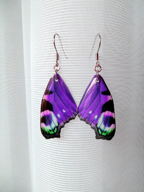 Motýlí křídla č.45 - křišťálová pryskyřice, háčky jsou z chirurgické oceli