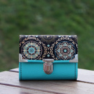 Peněženka Mandala Tyrkysově zelená, 8 karet, 2 kapsy, na fotky