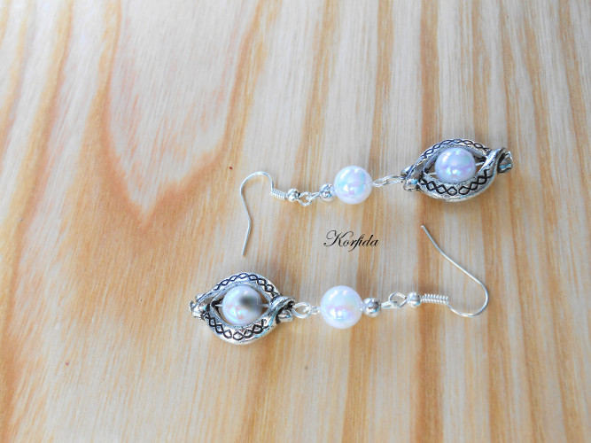 Náušnice hadí bílé se stříbrnou barvou (266/19)