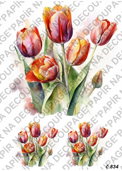 Soft papír A4 pro tvoření - Tulipány - KBS834