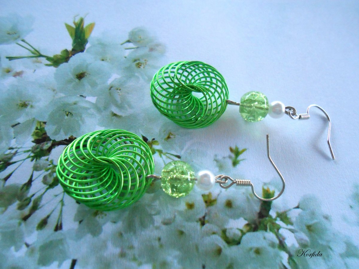 Náušnice spirálky zelené (146/17)
