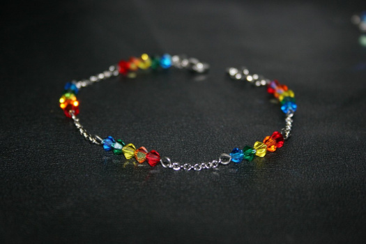 Náramek - DUHOVÝ - chirurgická ocel - Swarovski