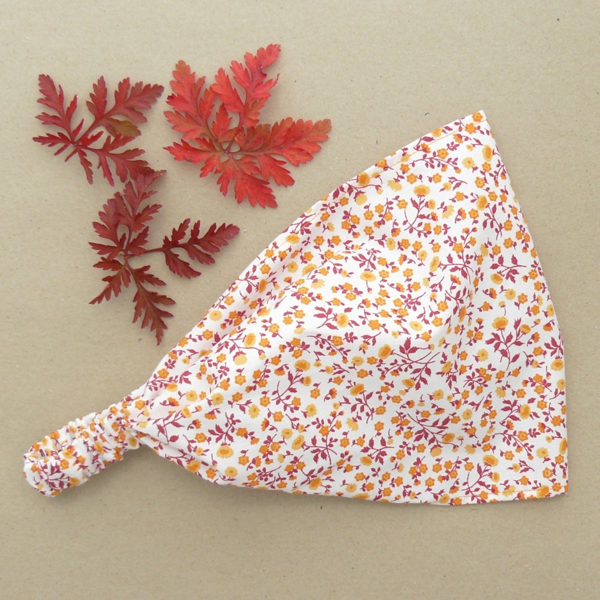 Látková čelenka - oranžové květinky