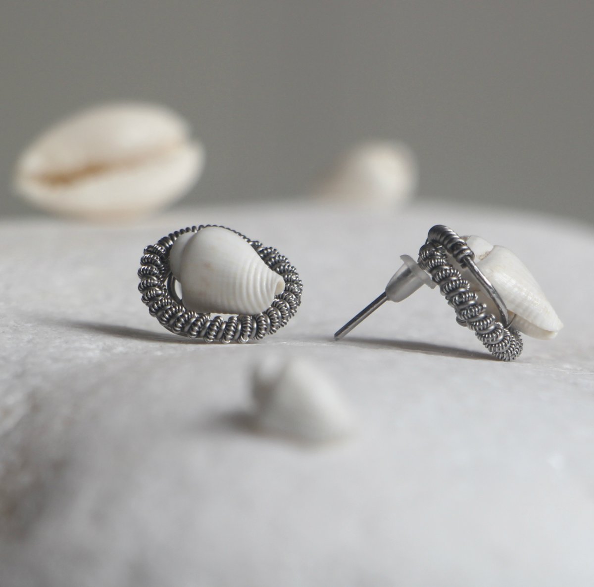 Náušnice - Chirurgická ocel, lasturka